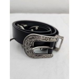 Leather Double Belt Buckle and Belt Size 38